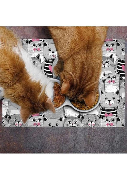 Mama ve Su Evcil Hayvan Beslenme Matı, Kolay Temizlenen Emici Su Geçirmez Kumaş, Küçük Orta