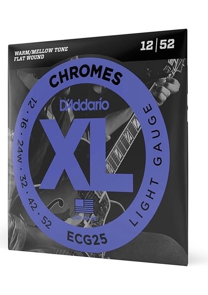 D'addario ECG25 Elektro Gitar Tel Seti, Chromes, Light Gauge (12-5