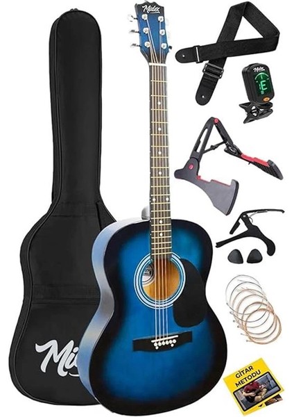 RG-550BL Pack Kaliteli Mavi 40 Inç Akustik Gitar Seti 4/4 Yetişkin