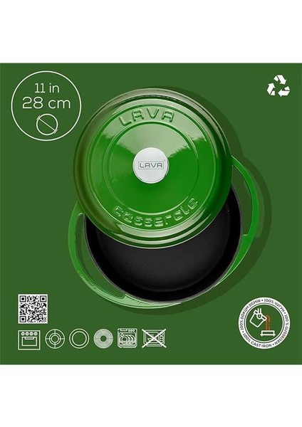 Döküm Çok Amaçlı Yayvan Tencere Döküm Demir Kapak Heritage Serisi ÇAP(Ø)28CM. Yeşil modelleri