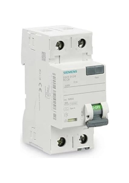 Siemens Kaçak Akım Rölesi 1X40A 30MA, 1f+N 70MM 5SV4314-0 Tip:ac Hata Akımı Koruma Anahtarı