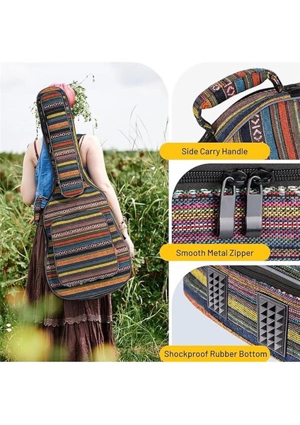 CY0186 Bohemian 15.6mm Gig Bag Dolgulu Su Geçirmez Gitar Çantası