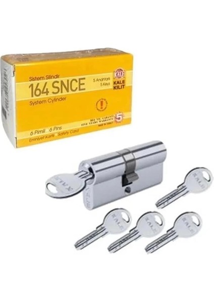 Kale Kilit 164 Snce Barel 68MM 5 Anahtarlı Kapı Kilidi Göbeği (Nikel, 68MM)