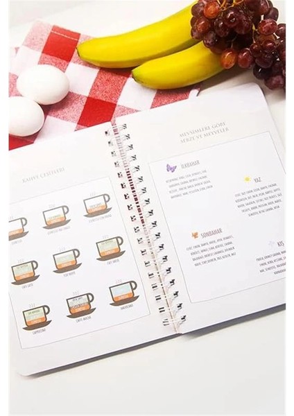 Yemek Tarif Defteri Görselli Spiralli Bej modelleri