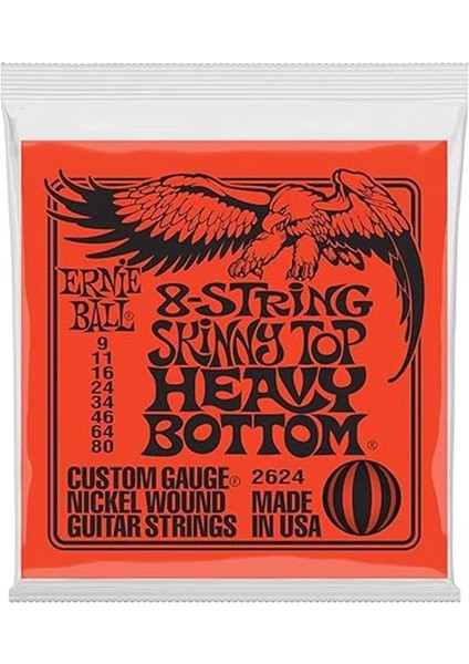 Sıska Üst Ağır Alt Slinky 8-String Elektro Gitar Telleri, Ölçü 9-80 fırsatları