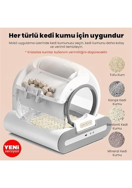 Ti+ Wi-Fi Akıllı Kedi Tuvaleti, 65L Kapasite, 9l Çöp Torbası, 1-8 kg Kediler Için, Kahverengi fiyatları