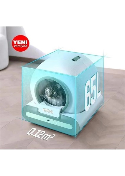 Ti+ Wi-Fi Akıllı Kedi Tuvaleti, 65L Kapasite, 9l Çöp Torbası, 1-8 kg Kediler Için, Kahverengi