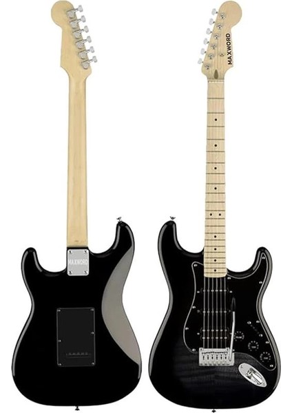 MAP-45BK-30AMP 30W Bt Amfili Siyah Elektro Gitar Seti Hss Manyetik Maple Klavye Strat Kasa fırsatları