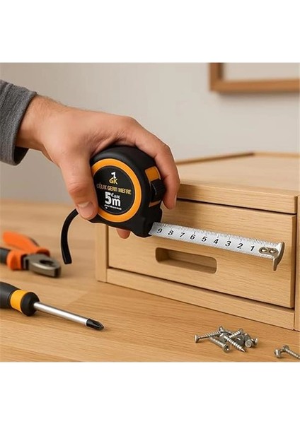 5m Otomatik Frenli Şerit Metre – 25MM Genişlik, Manyetik Uç, Dayanıklı Gövde modelleri