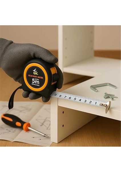 5m Otomatik Frenli Şerit Metre – 25MM Genişlik, Manyetik Uç, Dayanıklı Gövde