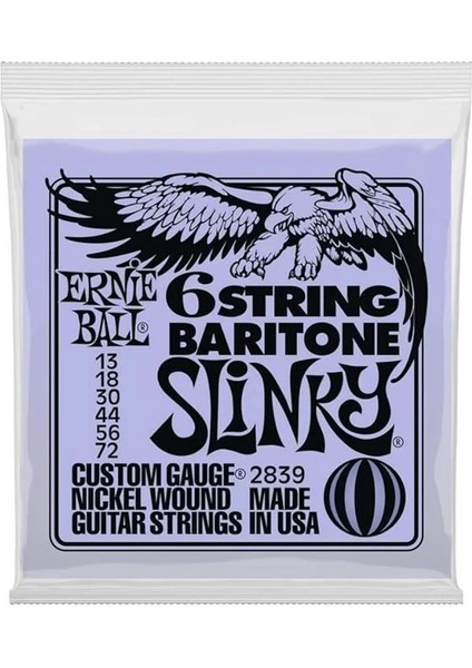 P02839 Slinky 6-String Küçük Bilyalı Uçlu 29 5/8 Ölçekli Bariton Gitar Telleri, Ölçer