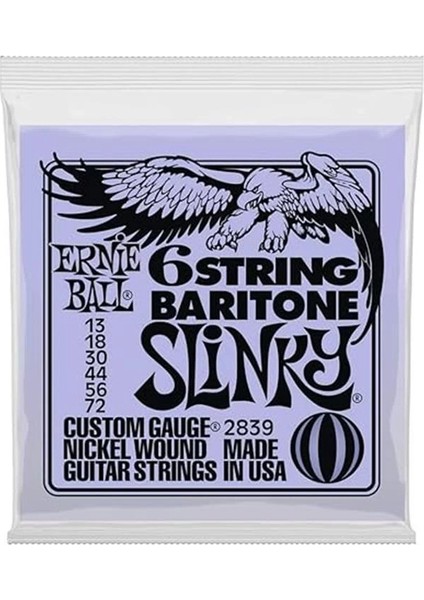 P02839 Slinky 6-String Küçük Bilyalı Uçlu 29 5/8 Ölçekli Bariton Gitar Telleri, Ölçer indirimleri