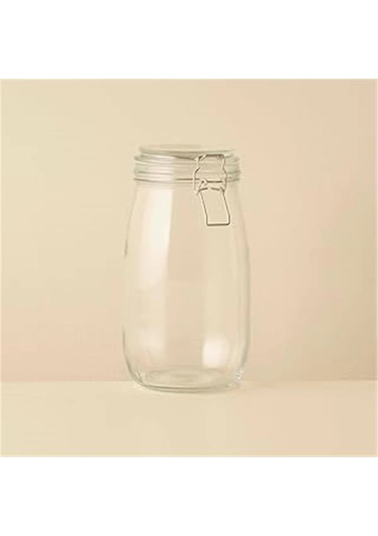 Elsa Tel Kelepçeli Cam Kavanoz, Naturel, 1500CC