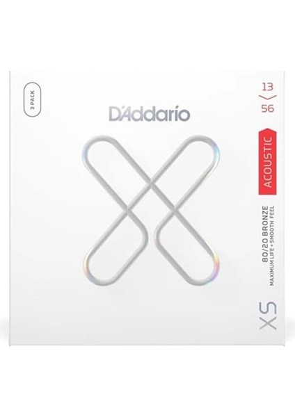 D'addario Gitar Telleri - Xs 80/20 Bronz Kaplamalı Akustik Gitar Telleri - XSABR1356-3P - Pürüzsüz