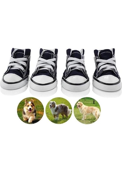 Köpek Ayakkabıları, 4 Adet Nefes Alabilir Köpek Botları, Kaymaz Tuval Spor Ayakkabıları