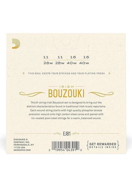 D'addario D EJ81 Irlanda Bouzouki Teller modelleri