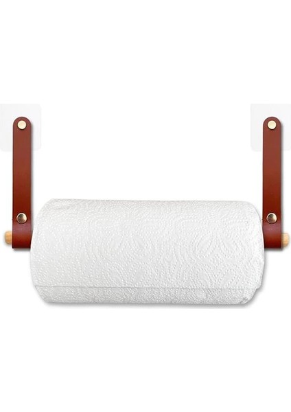 Yapışkanlı Ahşap & Deri Tuvalet Kağıtlığı | Banyo Kağıt Havluluk, Havlu Peçetelik | Wc