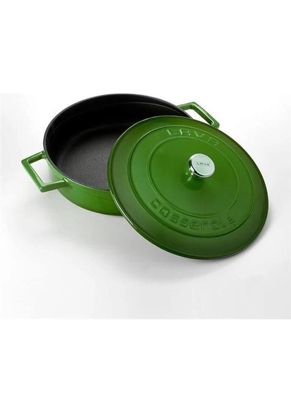 Metal Döküm Çok Amaçlı Yayvan Tencere, Trendy, 28 Cm, 3.51 L Hacim, Yeşil modelleri
