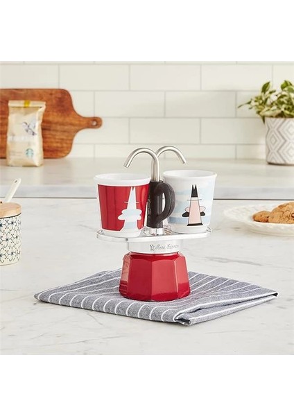 - Set Mini Express: Ocak Üstü Espresso Pişirici + 2 Cups - Magrite Serisi