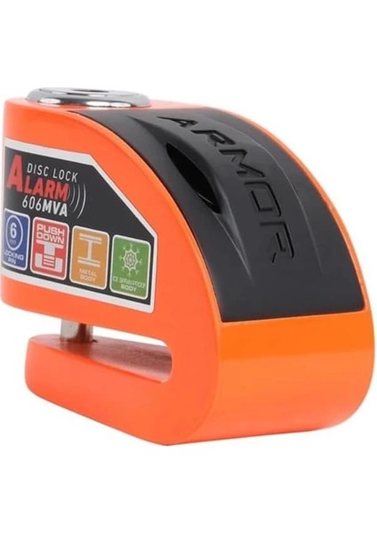 6mm Turuncu Renkli Alarmlı Disk Kilidi