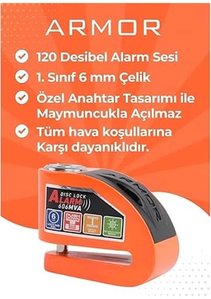 6mm Turuncu Renkli Alarmlı Disk Kilidi indirimleri