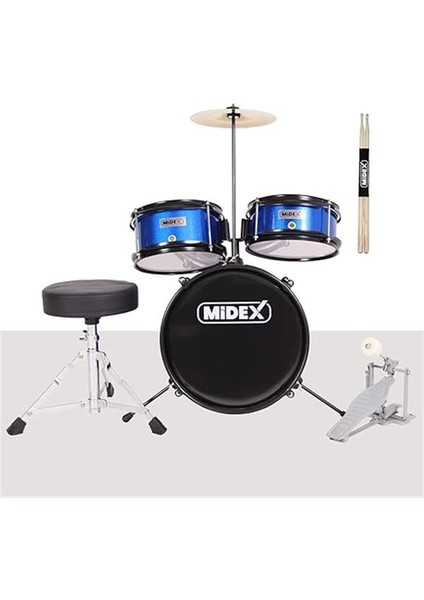 CD300X-BL Akustik Çocuk Baterisi Davulu Seti 5-14 Yaş Için Full Set