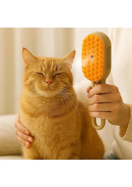 Buharlı Kedi Fırçası – 3'ü 1 Arada Tüy Temizleyici, Masaj ve Tırmık – USB Şarjlı, Su
