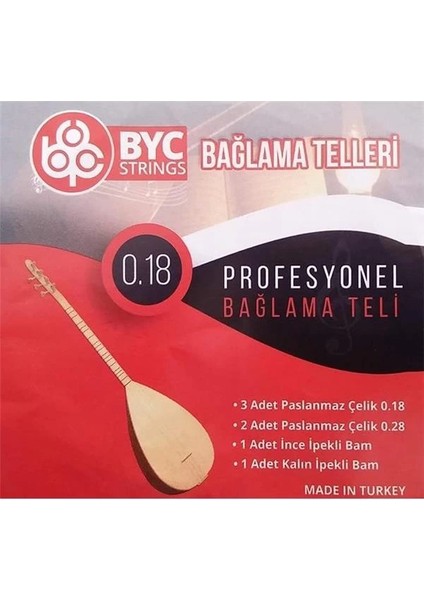 BYC18 Kısa Sap Bağlama Teli Takım Profesyonel 0.18 Kısa Sap Saz Teli