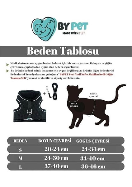 Yeni Nesil Nefes Alabilen Kedi Göğüs Tasması Seti (Large, Siyah) fiyatları