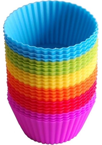 Muffin Pişirme Kalıbı 12 Adet Silikon Kek Kalıbı Cupcake Çikolata ve Sade Kek (12 Adet)