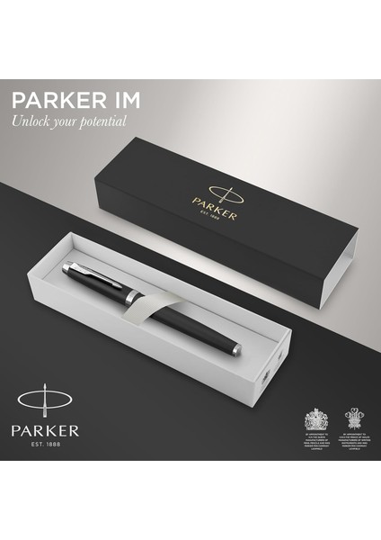 Im Dolma Kalem | Krom Süslü Mat Siyah | Mavi Mürekkepli Orta Uç | Hediye Kutusu fiyatları