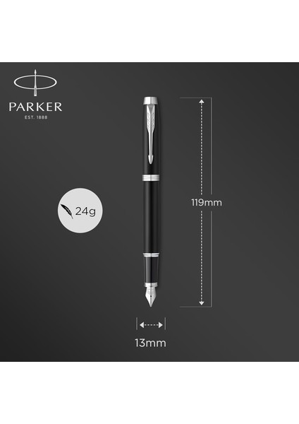 Im Dolma Kalem | Krom Süslü Mat Siyah | Mavi Mürekkepli Orta Uç | Hediye Kutusu modelleri
