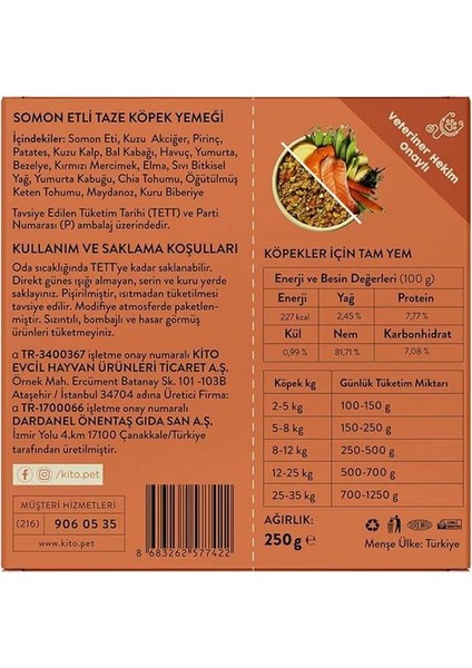 Fresh Somon Etli Taze Köpek Yemeği, 250GR fiyatları