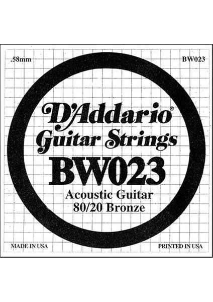 D'addario BW023 Akustik Tek Tel, 80/20 Bronze Wound, 023, (Sol) Pa fiyatları