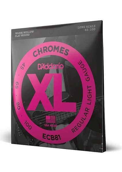 D'addario ECB81 Bas Gitar Tel Seti, Chromes, Regular Lıght Gauge (