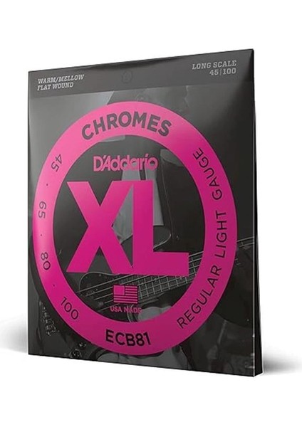 D'addario ECB81 Bas Gitar Tel Seti, Chromes, Regular Lıght Gauge (