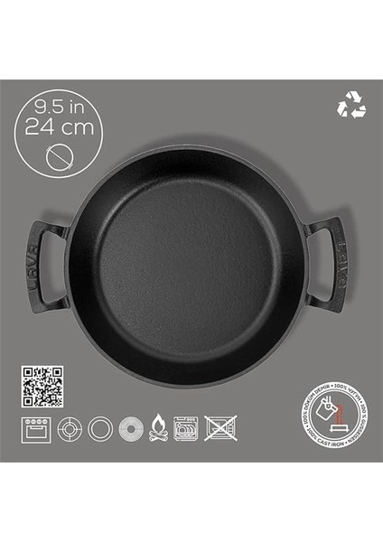 Döküm Yuvarlak Sahan Döküm Demir Yekpare Çift Kulplu ÇAP(Ø)24CM. fırsatları