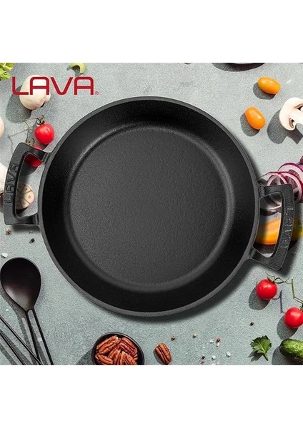 Döküm Yuvarlak Sahan Döküm Demir Yekpare Çift Kulplu ÇAP(Ø)24CM.