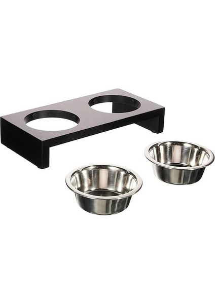 Pawise Ahşap Standlı Ikili Çelik Mama & Su Kabı Seti 200 ml modelleri