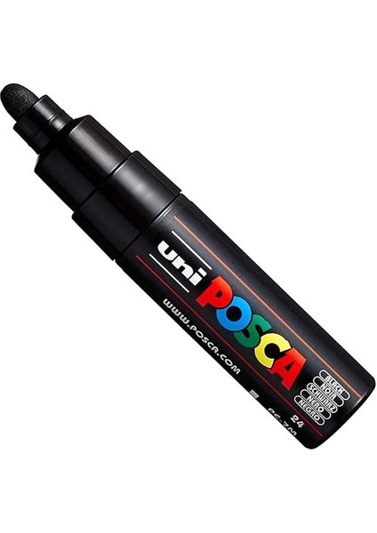 Uni Pc-7m Işaretleme Kalemi, Sanat Kalemi, Büyük Küre Uç, 4, 5 – 5, 5 mm – 15 Renk Siyah