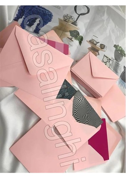 Pembe Zarf Küçük Mesaj Zarfı Pink Envelope 7x9 cm - 10 Adet