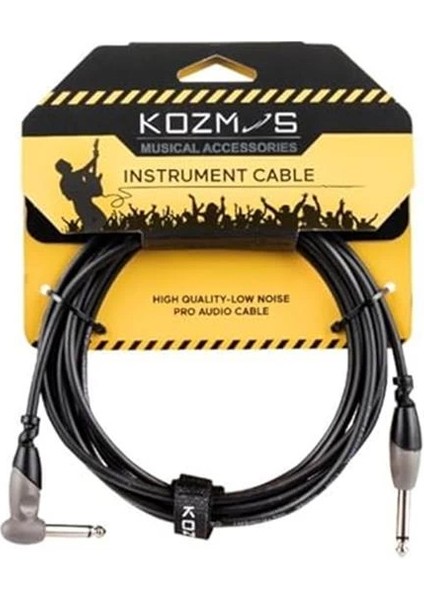 KCL-156-3M Siyah-Gri 3 Metre Açılı Gitar Enstrüman Kablosu Kozmos fırsatları