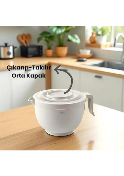 Karıştırma Kabı & Mikser Kase Kapaklı Mikser Kase 3 Litre Çırpma Kabı Krem modelleri