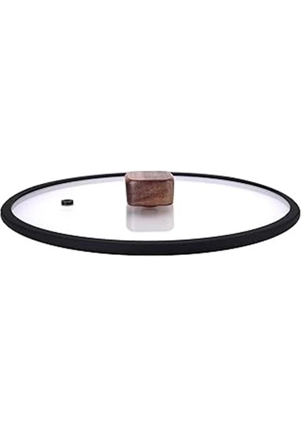 Bıen 24CM Düz Silikon Çerçeveli Cam Kapak Siyah