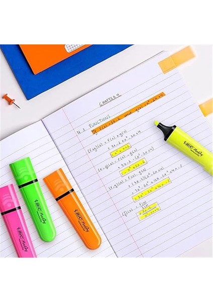 Marking Flat Higlighter Fosforlu Kalem 4'lü Blister, 4 Renk (Sarı, Turuncu, Pembe, Yeşil), Su