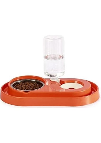 Hazneli Kedi-Köpek Mama ve Su Kabı Seti 1000ML Turuncu indirimleri