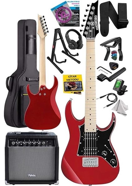 DE-150RD-35AMP Maple Klavye Hh Yüksek Kaliteli 35W Amfili Elektro Gitar Seti fiyatları