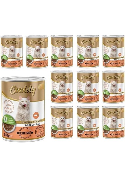Yetişkin Kedi Somonlu ve Jöleli Konserve Mama 400 gr x 12 Adet