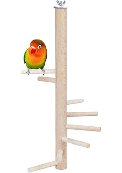 X-Perk Ağaç Sopalı Kuş Merdiveni Tüneği Kuş Parkuru Tünek Döner Kuş Merdiven Boy 30 cm