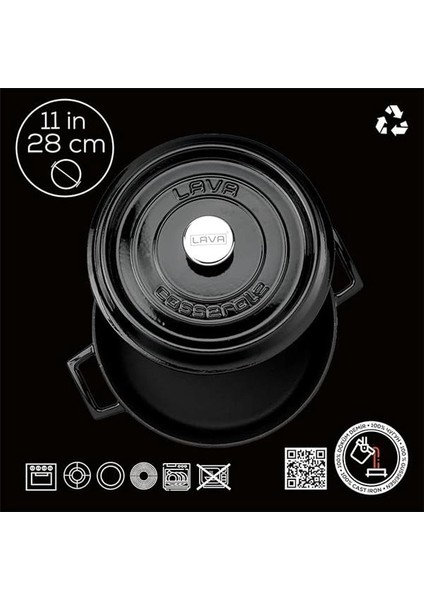 Döküm Çok Amaçlı Yayvan Tencere Çap(Ø) 28 cm - Trendy Siyah fırsatları